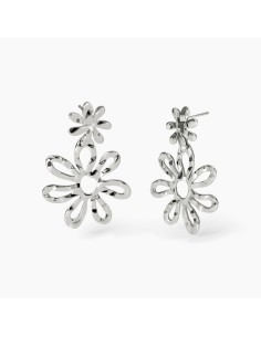 Pendientes largos flores acero 316L martillado Kidult Style 16 – ref. 861041 2