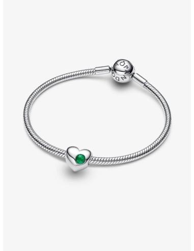 Charm Pandora Corazón Gema Verde Grabable en Plata de Ley – 794161C05