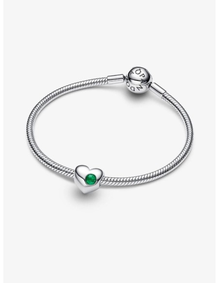Charm Pandora Corazón Gema Verde Grabable en Plata de Ley – 794161C05