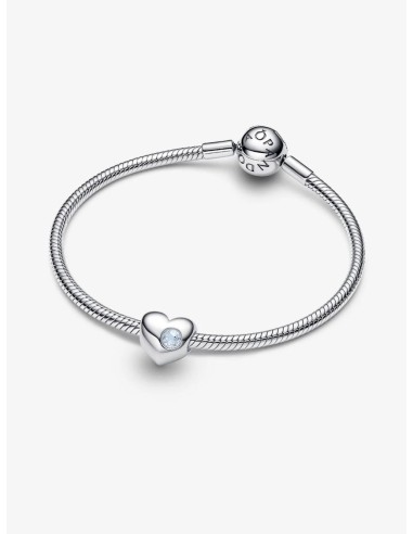Charm Pandora Corazón Gema Aqua Azul Grabable en Plata de Ley – 794161C03