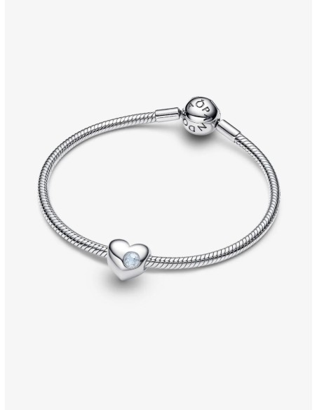 Charm Pandora Corazón Gema Aqua Azul Grabable en Plata de Ley – 794161C03