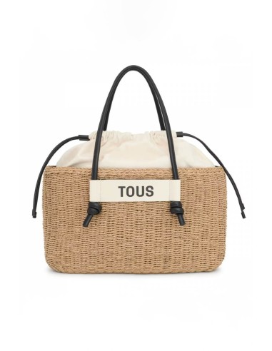 Bolso Capazo Grande Camel TOUS Lirio Rafia - Estilo y Funcionalidad en Rafia y Piel