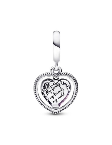Charm Colgante en plata de ley Corazón Giratorio Familia Pandora