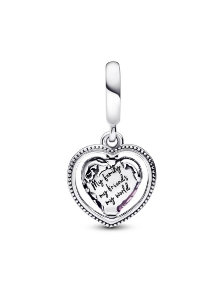 Charm Colgante en plata de ley Corazón Giratorio Familia Pandora