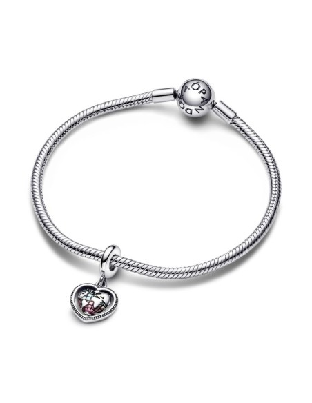 Charm Colgante en plata de ley Corazón Giratorio Familia Pandora