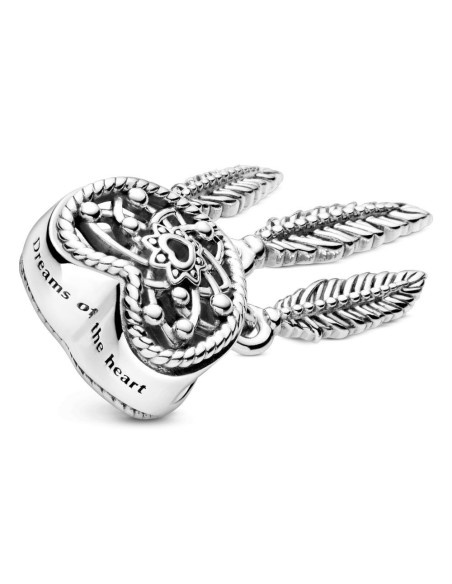 Charm  en plata de ley Atrapasueños Corazón en filigrana y Plumas