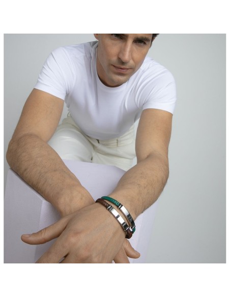 Pulsera Viceroy 15180P01011 – Acero y piel marrón para hombre