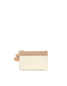 Monedero‑tarjetero Audree Saffiano beige y arena | TOUS