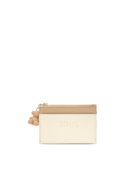 Monedero‑tarjetero Audree Saffiano beige y arena | TOUS