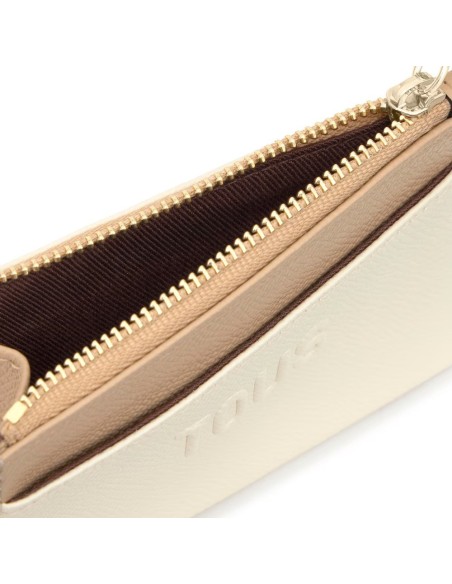 Monedero‑tarjetero Audree Saffiano beige y arena | TOUS