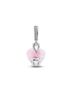 Charm Colgante en plata de ley Corazón Opalescente Mamá​ 2