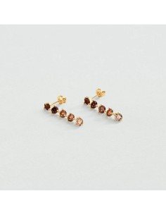 Pendientes largos LUTETIA Marrón Dorado – Agatha Paris