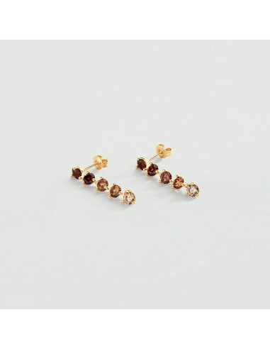 Pendientes largos LUTETIA Marrón Dorado – Agatha Paris