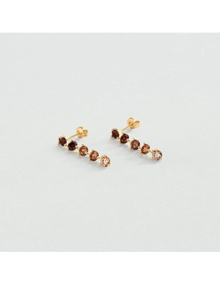 Pendientes largos LUTETIA Marrón Dorado – Agatha Paris