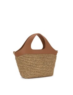 Bolso Capazo Mediano Camel TOUS Lirio Rafia - Elegancia y Versatilidad en Rafia y Piel 2