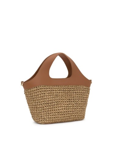 Bolso Capazo Mediano Camel TOUS Lirio Rafia - Elegancia y Versatilidad en Rafia y Piel