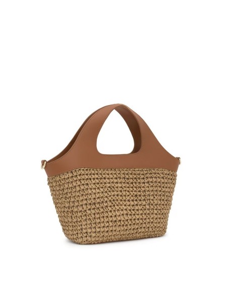 Bolso Capazo Mediano Camel TOUS Lirio Rafia - Elegancia y Versatilidad en Rafia y Piel