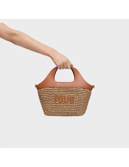 Bolso Capazo Mediano Camel TOUS Lirio Rafia - Elegancia y Versatilidad en Rafia y Piel