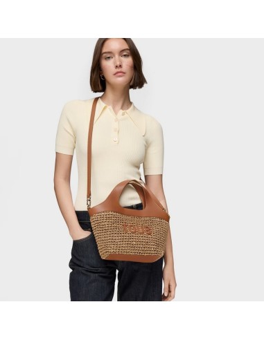 Bolso Capazo Mediano Camel TOUS Lirio Rafia - Elegancia y Versatilidad en Rafia y Piel