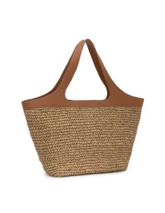 Bolso Capazo Grande Camel TOUS Lirio Rafia - Estilo y Funcionalidad en Rafia y Piel 2