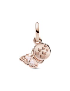 Charm Colgante Doble con un recubrimiento en oro rosa de 14k Mariposa Rosa & Cita  2