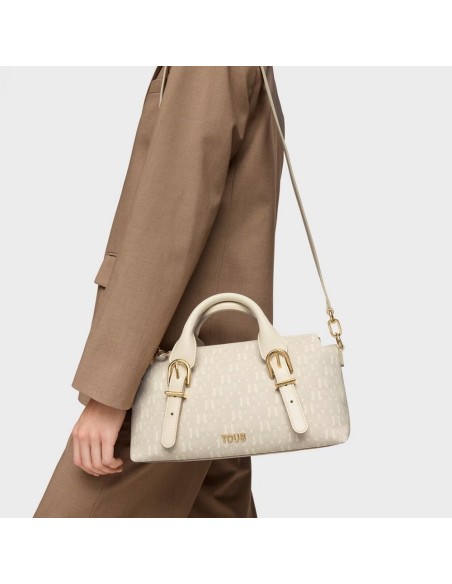 Bolso de mano mediano beige Audree Eyelets de TOUS