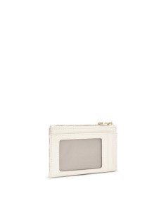 Monedero tarjetero beige Kaos Mini Lines de lona con detalles en piel sintética - TOUS 2