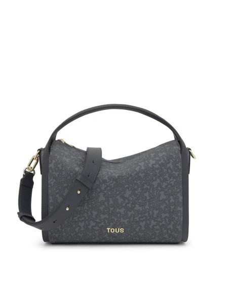 Bolso City Mediano Gris Oscuro Kaos Mini Lines de Lona con Detalles en Piel Sintética - TOUS