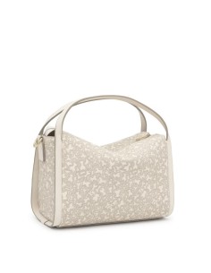 Bolso City Mediano Beige Kaos Mini Lines de Lona con Detalles en Piel Sintética - TOUS 2
