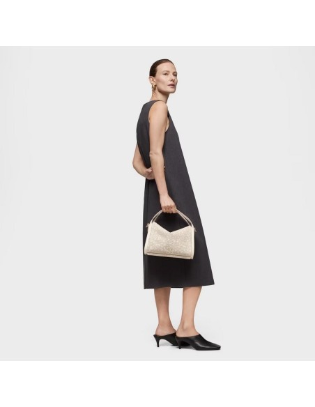 Bolso City Mediano Beige Kaos Mini Lines de Lona con Detalles en Piel Sintética - TOUS