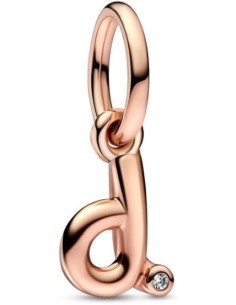 Charm Colgante Letra Minúscula 'd' en Oro Rosa de 14K con Circonita - Colección Pandora