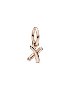 Charm Colgante con un recubrimiento en oro rosa de 14k Alfabeto Letra Minúscula X​