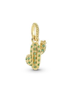 Colgante con un recubrimiento en oro de 14k Cactus del Desierto Brillante