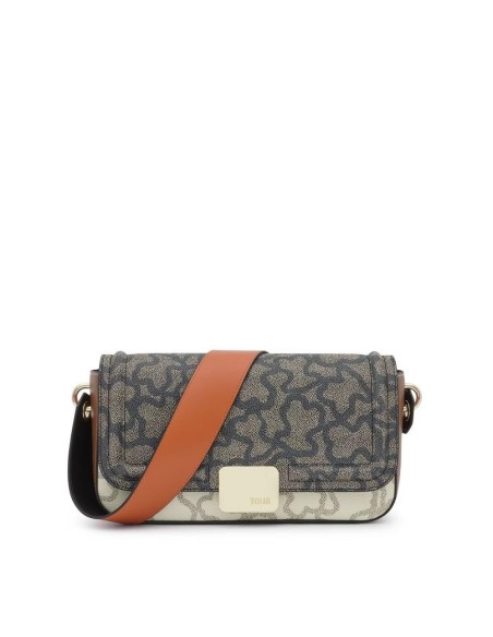 Bandolera mediana beige y negra Kaos Icon