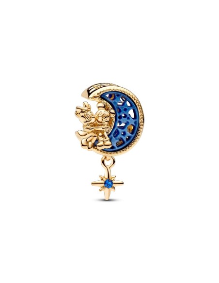 Charm con un recubrimiento en oro de 14k Luna Creciente Mickey Mouse y Minnie Mouse de Disney​