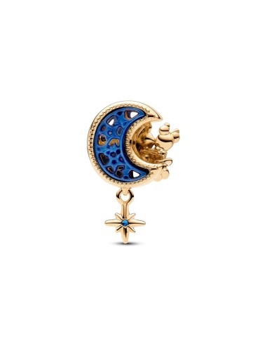 Charm con un recubrimiento en oro de 14k Luna Creciente Mickey Mouse y Minnie Mouse de Disney​