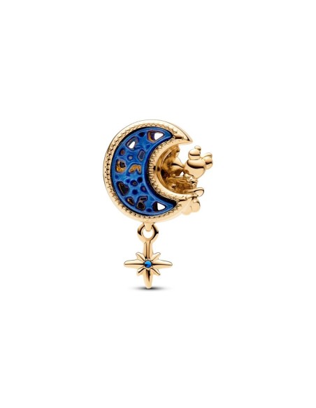 Charm con un recubrimiento en oro de 14k Luna Creciente Mickey Mouse y Minnie Mouse de Disney​