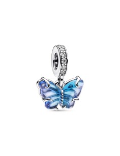 Charm Colgante de Cristal de Murano en plata de ley Mariposa Azul Pandora