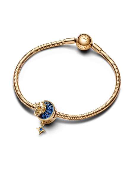 Charm con un recubrimiento en oro de 14k Luna Creciente Mickey Mouse y Minnie Mouse de Disney​