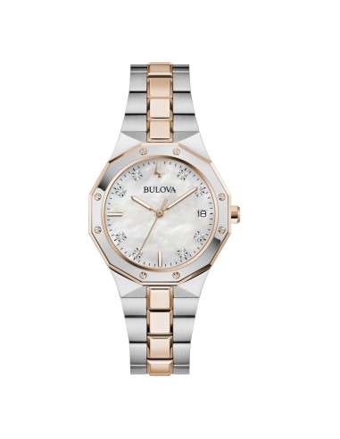 Reloj Bulova Classic Octogon Lady 98P235 – Elegancia femenina en acero bicolor con madreperla y diamantes