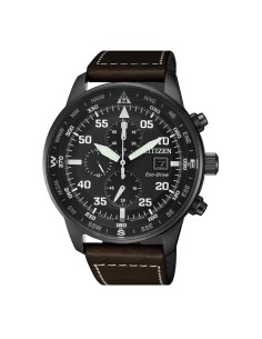 Citizen CA0695‑17E – Reloj Aviator Eco‑Drive 44 mm Negro y Marrón