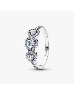 Anillo Pandora Triple Halo Heart en plata 925 con corazones brillantes – 194413C01