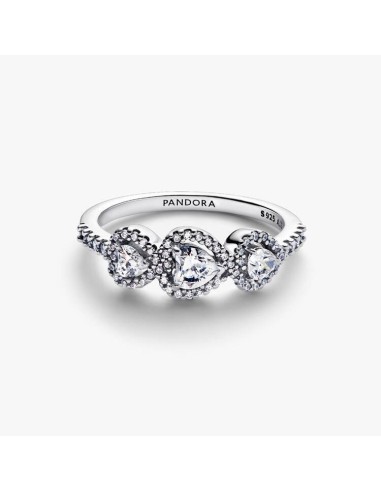 Anillo Pandora Triple Halo Heart en plata 925 con corazones brillantes – 194413C01