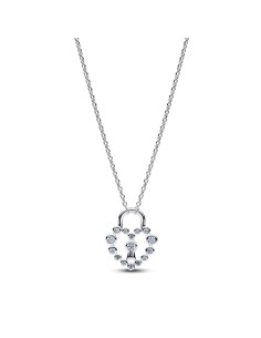 Collar Pandora Moments corazón‑candado en plata 925 con circonitas – 394416C01‑50