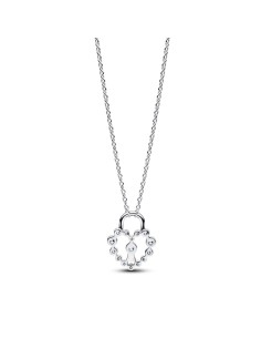 Collar Pandora Moments corazón‑candado en plata 925 con circonitas – 394416C01‑50 2