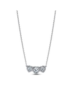 Collar Pandora Timeless Triple Halo Heart en plata 925 con colgante de corazones – 394412C01‑45