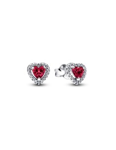 Pendientes Pandora Timeless Elevated Red Heart en plata 925 con cristal rojo – 298427C04