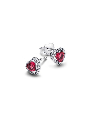 Pendientes Pandora Timeless Elevated Red Heart en plata 925 con cristal rojo – 298427C04