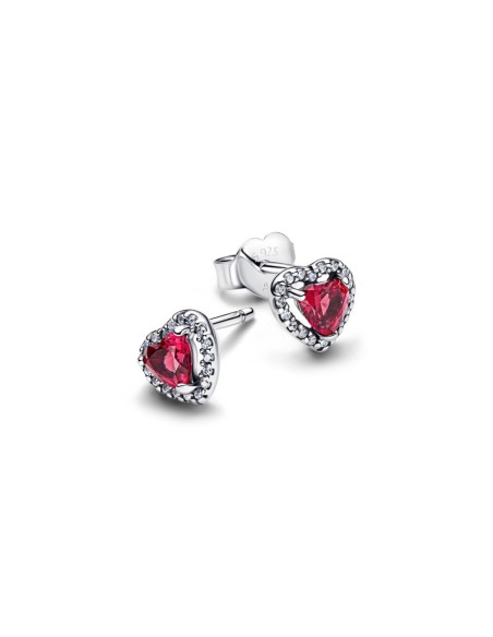 Pendientes Pandora Timeless Elevated Red Heart en plata 925 con cristal rojo – 298427C04