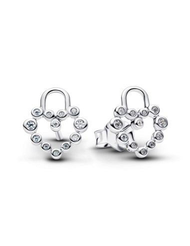 Pendientes Pandora Moments Sparkling Heart Padlock en plata 925 con circonitas – 294419C01